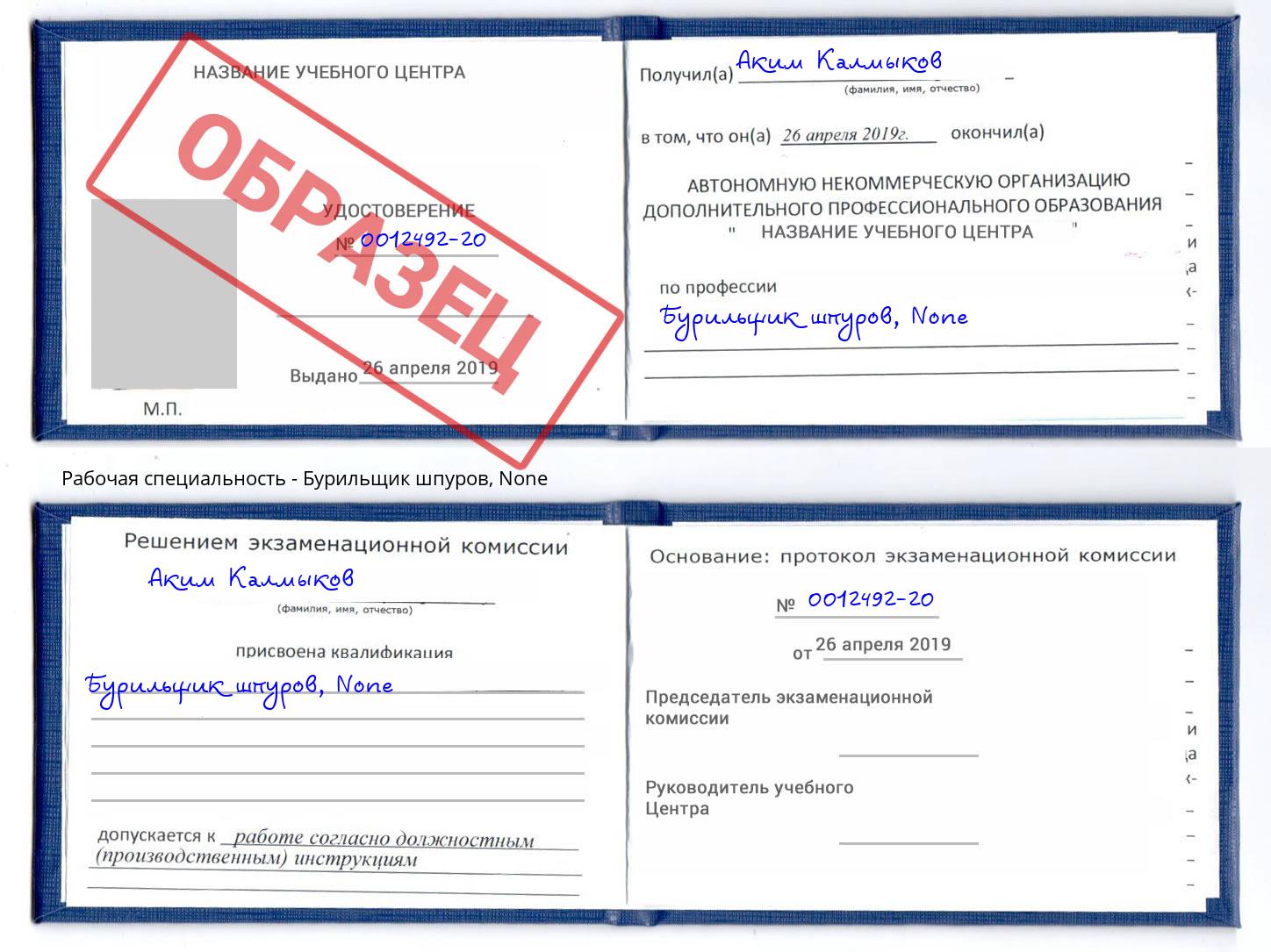 корочка None Бурильщик шпуров Находка
