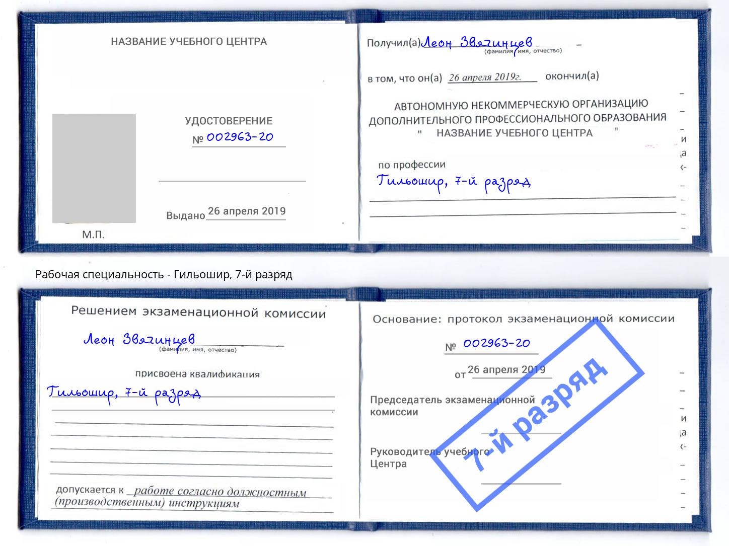 корочка 7-й разряд Гильошир Находка