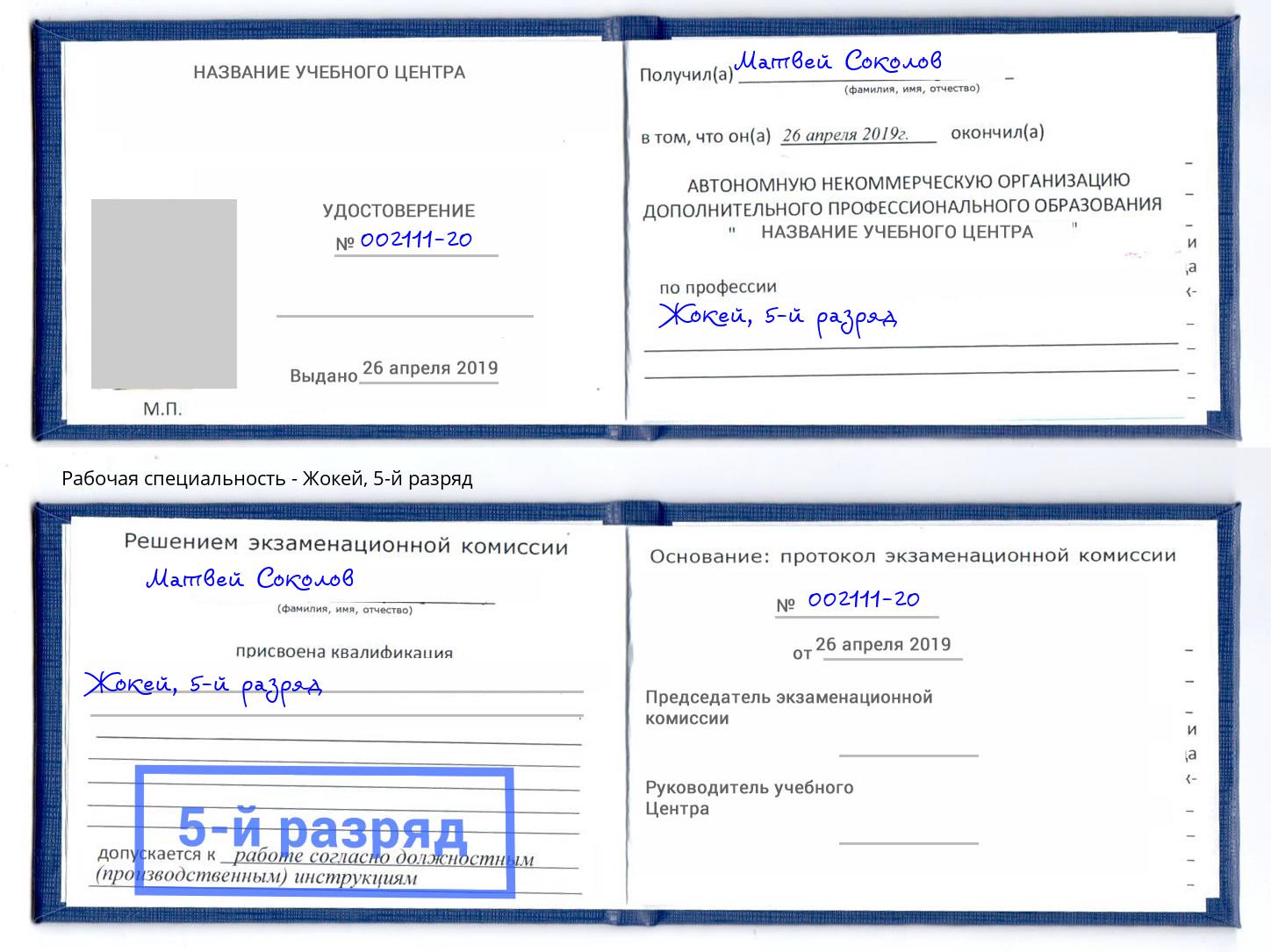корочка 5-й разряд Жокей Находка